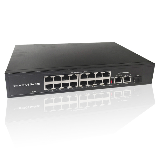 16 Port Gigabit PoE Switch with 10G Industrial Unmanaged 10 100 1000Mbps Ethernet Network Switch for IP Camera