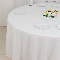 Nappes de mariage rondes en polyester tissé blanc de qualité supérieure, personnalisables, vente en gros
