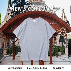 Camiseta de Manga Corta para Hombre, 280 g/m², 100% Algodón, Tejido Frontal de Punto, Talla Grande, Transpirable, Lisa, Informal, para Verano - Product Image 2