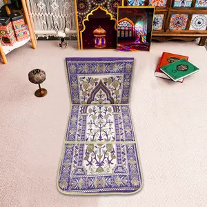 Foldable Backrest Muslim Prayer Mat Islamic Pray Rug Carpet Travel Home Tapis De Priere