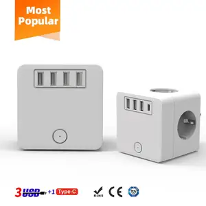 Vastfafa Power Strip Plug Extension Socket Power Cube USB Port Outlets Eu Plug Terminal with Wall Adapter 230V with USB Multi Outlet