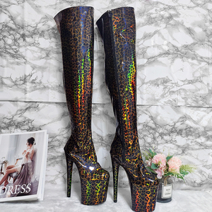 <span class=keywords><strong>Stivali</strong></span> Altissimi con Tacco 20cm, <span class=keywords><strong>Stivali</strong></span> da Donna Sopra il Ginocchio con Lacci e Punta Tonda, Scarpe da Ballo Cutout, <span class=keywords><strong>Stivali</strong></span> Sexy alla Coscia da 7.8 Pollici - Product Image 2