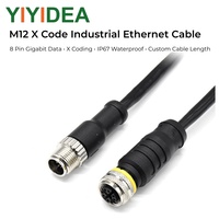 Câble Ethernet industriel M12 X à 8 broches, étanche IP67/IP68, avec connecteur droit blindé, pour réseau haute vitesse