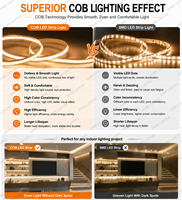 Kit de Bande LED COB Monocouleur Intérieur RF Dimmable à Lumière Linéaire Lisse, Blanc Chaud, Naturel, Froid, 5M 12V 24V, pour Usine