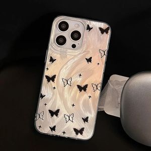 เคสโทรศัพท์ที่เหมาะสำหรับ iPhone 17 Pro Max, เคสโทรศัพท์กันกระแทกและกันตกแบบเลเซอร์ระดับไฮเอนด์ ลายผีเสื้อสีดำ รูขนาดใหญ่ - Product Image 4