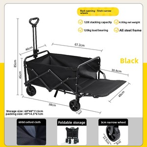 Carrito de Aluminio con Ruedas para Campamento, Picnic, Pesca, Remolque Pequeño - Personalizable OEM, Carrito con Mesa para Rollitos de Huevo - Product Image 5