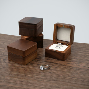 Caja de Joyería de Madera de Nogal de Lujo, Caja para Anillos de Madera Maciza, Artesanía en Madera, <span class=keywords><strong>Regalo</strong></span> para el Hogar, <span class=keywords><strong>Regalo</strong></span> de Boda, <span class=keywords><strong>Regalo</strong></span> de Amor, Juego de Joyería para <span class=keywords><strong>Pareja</strong></span> con Logotipo Grabado con Láser - Product Image 3