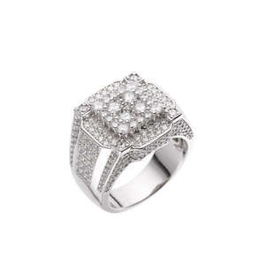 Punk <span class=keywords><strong>Rap</strong></span> Jewelry New Men Gold Color Big Zircon Hip Hop Rings Men Ring glazed Out Italian Silver Rings For Men - Product Image 6