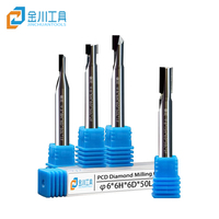 Fraise à queue carrée diamantée Jinchuan MCD CNC 1 ou 2 dents 50L pour ébavurage et rainurage, fraise de défonceuse personnalisée ODM/OEM