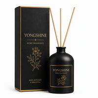 Flacon diffuseur en verre rond de 200 ml à col étroit, couleur personnalisée, pour parfum d'ambiance avec logo