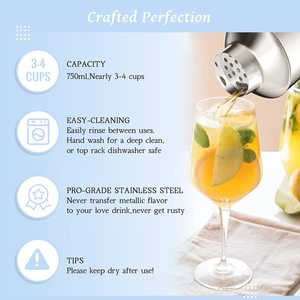 Chất lượng cao thanh công cụ gương đánh bóng bartender Shaker thép không gỉ 750ml Cocktail Shaker - Product Image 4