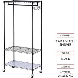 Alera ALEGR363618BL 36 pouces. W X 18 In. D X 75 In. Étagère à vêtements en fil métallique H 30, 36 pouces W X 18 In. D X 75 In. Rack H 30 - Product Image 4