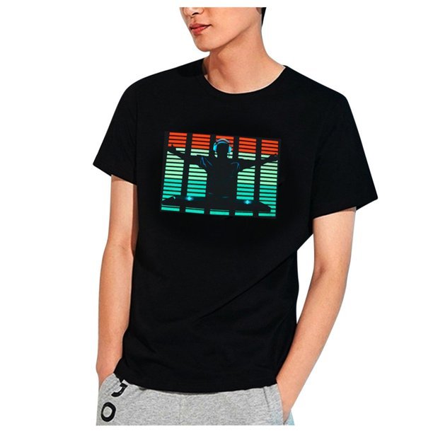 T-shirt LED Pour Fête, Concert, Cosplay - Égaliseur Activé, Effet Lumineux - Pour Homme Et Femme