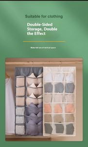 Convenient Dust-proof Hanging Double-sided Transparent Six-layer Storage <b>Bag</b> Bedroom Wardrobe Small Clothes <b>Bag</b> Storage <b>Bag</b> - Product Image 2