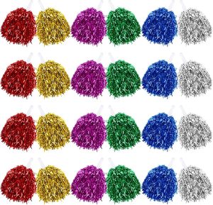 Pompons de cheerleading bicolores personnalisés avec logo, lot de 2 avec poignée à trou pour le doigt, pour l'école, les équipes de danse, en gros - Product Image 4