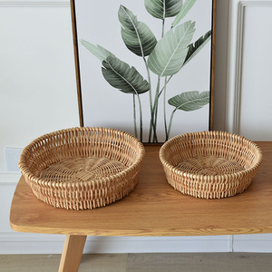 Rattan Woven <b>Baskets</b> Circle Stackable Storage Fruit Snack <b>Bread</b> <b>Basket</b> - Product Image 3