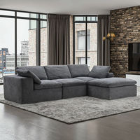 Canapé modulaire en mousse haute densité, compressé sous vide dans une boîte, sectionnel en tissu sans cadre pour appartement, non assemblé