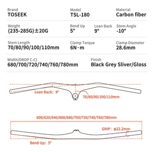 <span class=keywords><strong>Guidon</strong></span> <span class=keywords><strong>VTT</strong></span> Intégré en Fibre de <span class=keywords><strong>Carbone</strong></span> TOSEEK, Vente en Gros Usine, Tige 28.6mm, <span class=keywords><strong>Guidon</strong></span> de Vélo de Montagne 780mm, Accessoires de Vélo OEM ODM - Product Image 2