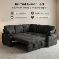 Sofa Bed Modular 81 inci, Sofa Tidur Lipat, Sofa Persegi, Sandaran Dapat Disesuaikan, Meja Samping Putar 360 Derajat, Dapat Diubah Menjadi Tempat Tidur, Cocok untuk Apartemen dan Sekolah
