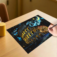 Papel de Rascar con Paisaje Nocturno de Arquitectura Colorida, Regalo Creativo de Cumpleaños con Mapa del Mundo y Tarjeta con Diseño de Amor Incluida
