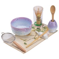 Ensemble Matcha Fleur de Glace en Cristal, Quatre Pièces, Céramique au Four Changeant de Couleur, Design Minimaliste Moderne, Origine Dehua, Bol à Thé avec Bec Verseur pour Cérémonie du Thé