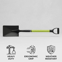 Outil de jardinage et d'agriculture professionnel robuste avec manche en fibre de verre vert lime et poignée carrée en plastique noir