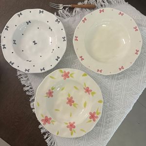 乐益韩式ins不规则手拉花8寸陶瓷深盘高美学甜品沙拉汤盘 - Product Image 5