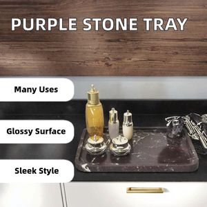 CRAFTS HUB Bandeja Rectangular Grande de Piedra Púrpura Tallada y Pulida de un Solo Nivel Multifuncional para Balcón, Diseño Moderno, Almacenamiento - Product Image 2