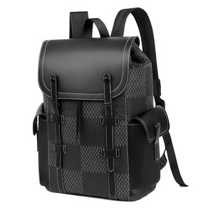 Cross Border Unisex Laptop <b>Backpack</b> Large Capacity PU Plaid Design Breathable Detachable Strap Leisure Travel Spring 2026 - Product Image 5