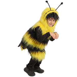 Costume d'abeille Jiedi pour enfants de 4 à 6 ans, tenue de cosplay unisexe pour Halloween avec antennes et design duveteux - Product Image 1