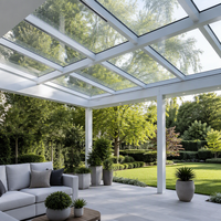 Auvent en verre sur mesure pour toit plat, véranda, côtés ouverts, structure en aluminium, pour jardin, terrasse, patio, ODM OEM