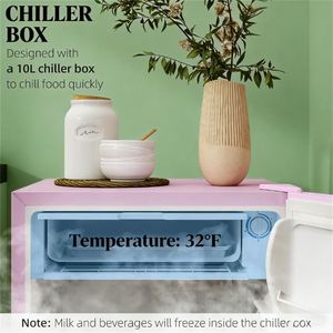 Pink Mini Fridge Freezer Compact Design <b>Refrigerator</b> Mini Fridge Freezer Pink Pink Compact <b>Refrigerator</b> Mini Fridge for Dorm Pin - Product Image 3