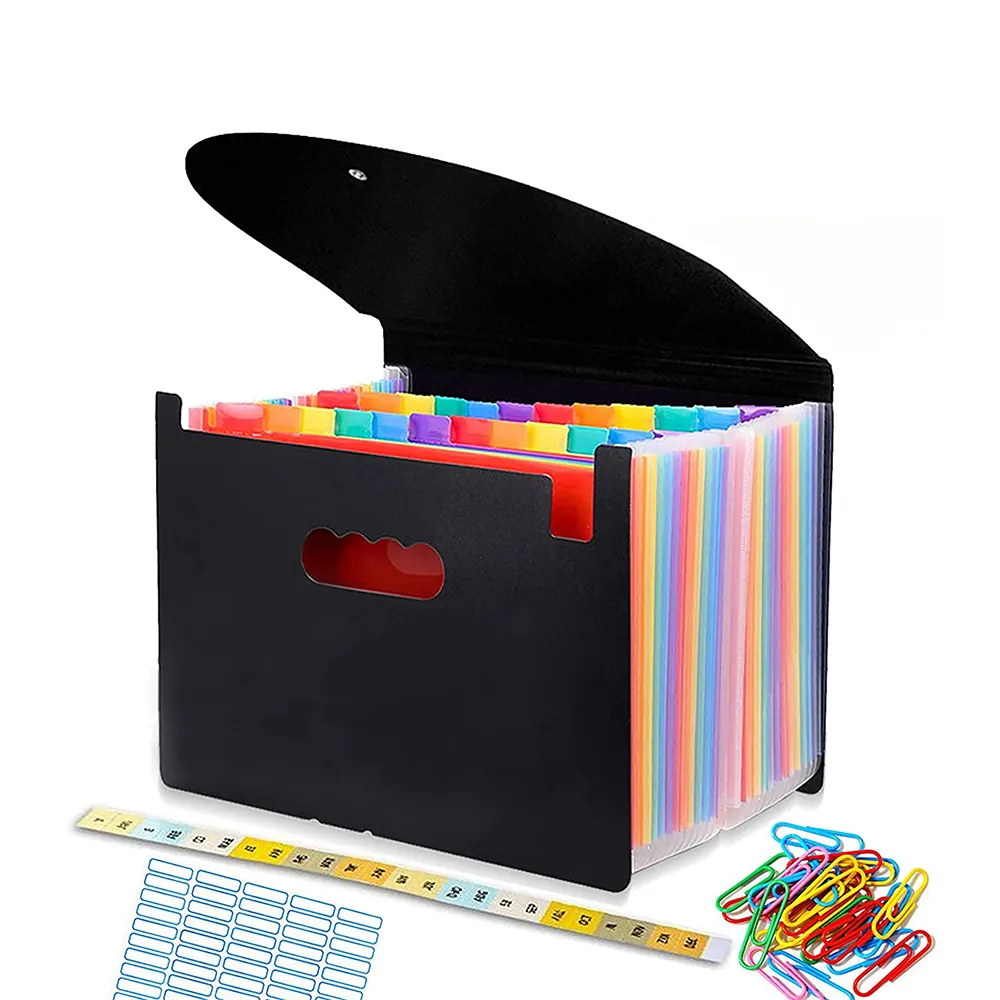 24 Pockets Desk A6 Expanding File Box Folder Document Storage Case Organizer Bag