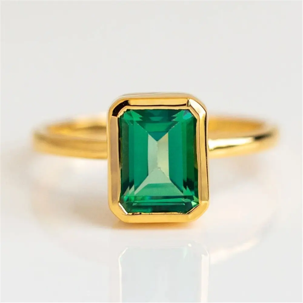 Роскошные кольца FUAMAY из Изумрудного камня сапира, кольца принцессы с квадратной огранкой и зеленым цирконием, 925
