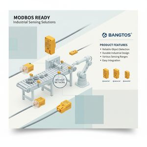 24V DC Modbus Gateway Sensor de proximidad cuadrado inductivo Límite de viaje NPN de tres cables requerido para inducción de metal - Product Image 3