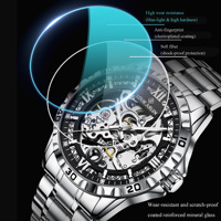 Montre mécanique automatique de luxe pour homme, squelette, lumineuse, étanche, en acier inoxydable, chiffres romains