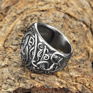 Stainless Steel Viking <b>Celtic</b> Knot <b>Ring</b> Men Hip Hop Geometric Design Gift Jewelry - Product Image 3