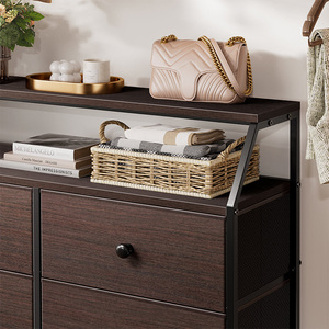 Modern Brown 8-Drawer Double Dresser Wooden Top Metal <b>Frame</b> Customizable Factory Furniture for Bedroom Living Room for Clothing - Product Image 5