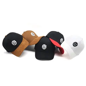 Sombrero de béisbol de algodón con forma de sombrero popular, correa ajustable de borde curvo de gamuza con logotipo bordado personalizado, etiqueta personalizada