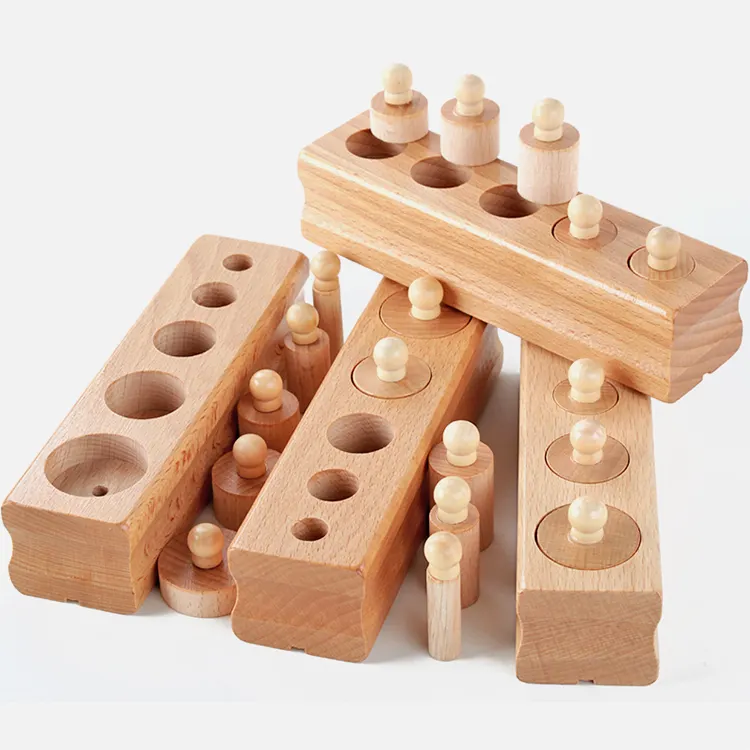 Montessori Druck blöcke Schule Unterricht Livre Materialien Vorschule Pädagogische Holz spielzeug Knobbed Zylinder Montessori