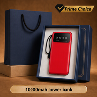 Batterie externe fine et fine avec logo personnalisé OEM 10000mAh Câble intégré avec support pour téléphone Ensemble de cadeaux d'affaires