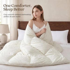 Couette, couvre-lit moderne en duvet d'oie toutes saisons, taille Queen, housse 100% coton biologique, insert de couette naturel et respirant - Product Image 6
