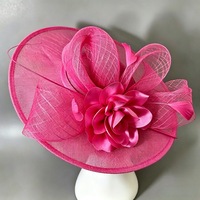 Topi Fascinator Sinamay Elegan, Topi Koktail Bunga Satin untuk Pernikahan, Gereja, Kentucky Derby