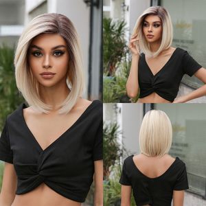 Vente en gros Perruques courtes pour femmes Perruques synthétiques naturelles pour femmes noires Perruques courtes blanches coupe garçonne - Product Image 6