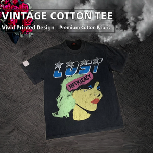 เสื้อยืดแขนสั้นผ้าฝ้ายแท้คุณภาพสูงพิมพ์ลายดิจิตอลสไตล์วินเทจลาย Lost Intricacy แบบลำลอง - Product Image 2