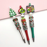 Stylos fantaisie en résine et strass, cadeaux de Noël en plastique à faire soi-même, fournitures de bureau promotionnelles, vente en gros de stylos DIY