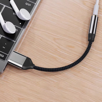 Câble adaptateur audio USB-A mâle vers 3,5 mm femelle de 0,2 m, portable, gaine en nylon tressé, boîtier en aluminium métallique pour casque et haut-parleur