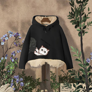 เสื้อฮู้ดผู้หญิง สีน้ำตาล เสื้อสเวตเชิ้ต <span class=keywords><strong>Gap</strong></span> ทรงโอเวอร์ไซส์ สีน้ำตาล ลายกราฟิก คอกลม สวมใส่สบาย รับสกรีนโลโก้ เสื้อฮู้ดไซส์ใหญ่ - Product Image 2