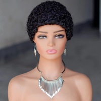 Vente en gros de cheveux humains brésiliens bouclés courts Remy, fabriqués à la machine pour perruque, couleur naturelle, sans pointes fourchues, pour femmes
