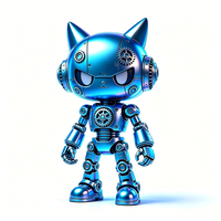 Figur Robot PVC Kustom OEM Warna Biru, Boneka Gaya Cyberpunk Cetakan Injeksi untuk Koleksi & Dekorasi Meja